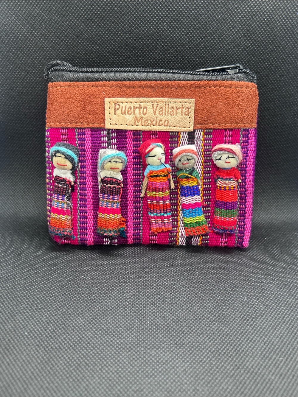 Handmade Pink Worry Doll Coin Pouch - Puerto Vallarta Mexico